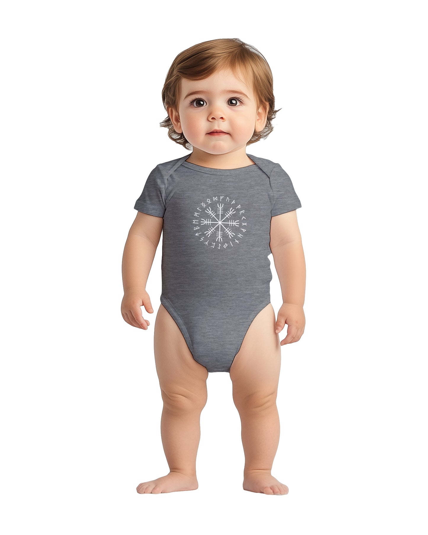 Vegvisir Viking Baby Bodysuit – Norse Compass Symbol Cotton Onesie