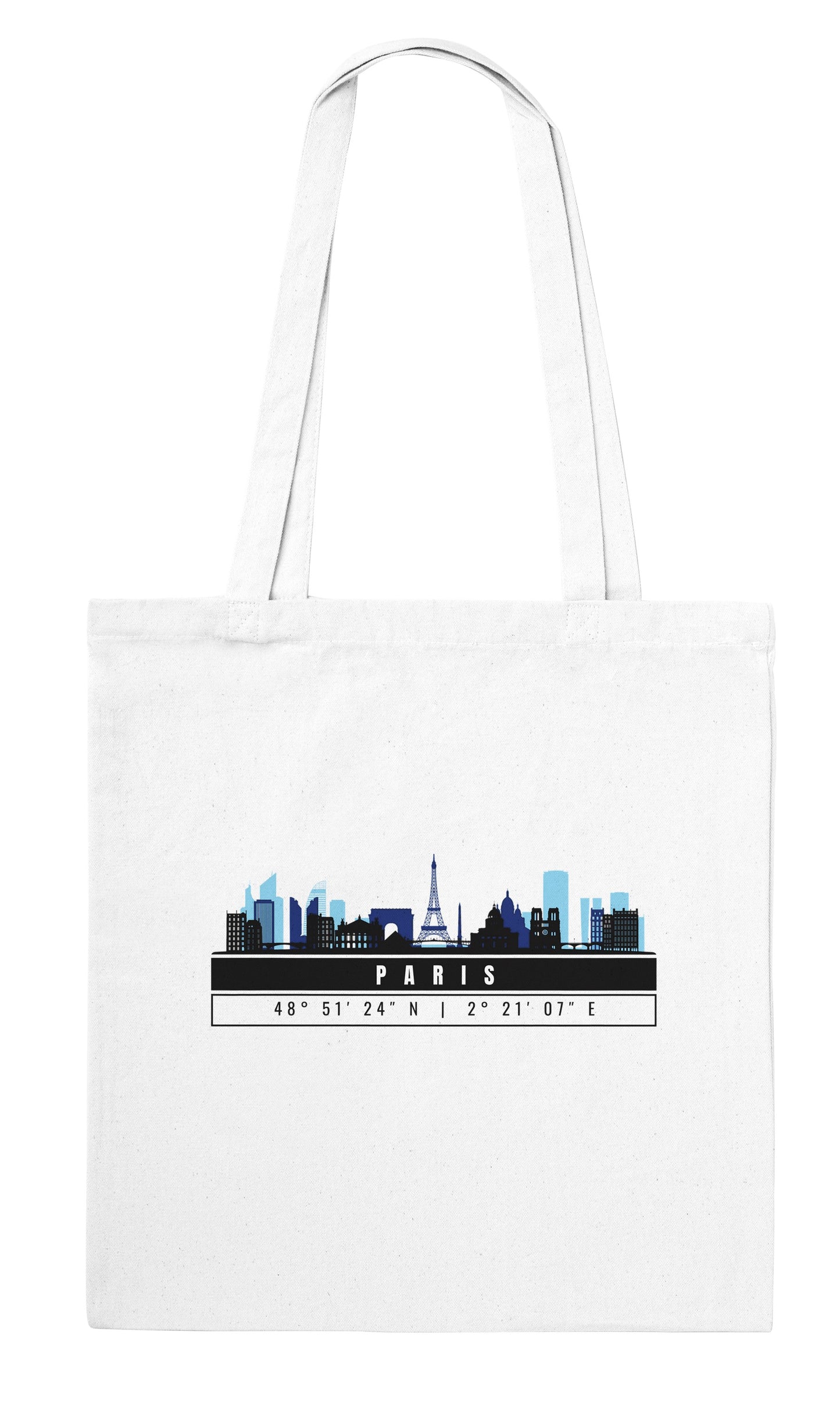 Parigi Skyline Tote Bag – Borsa in Cotone Riutilizzabile con Coordinate