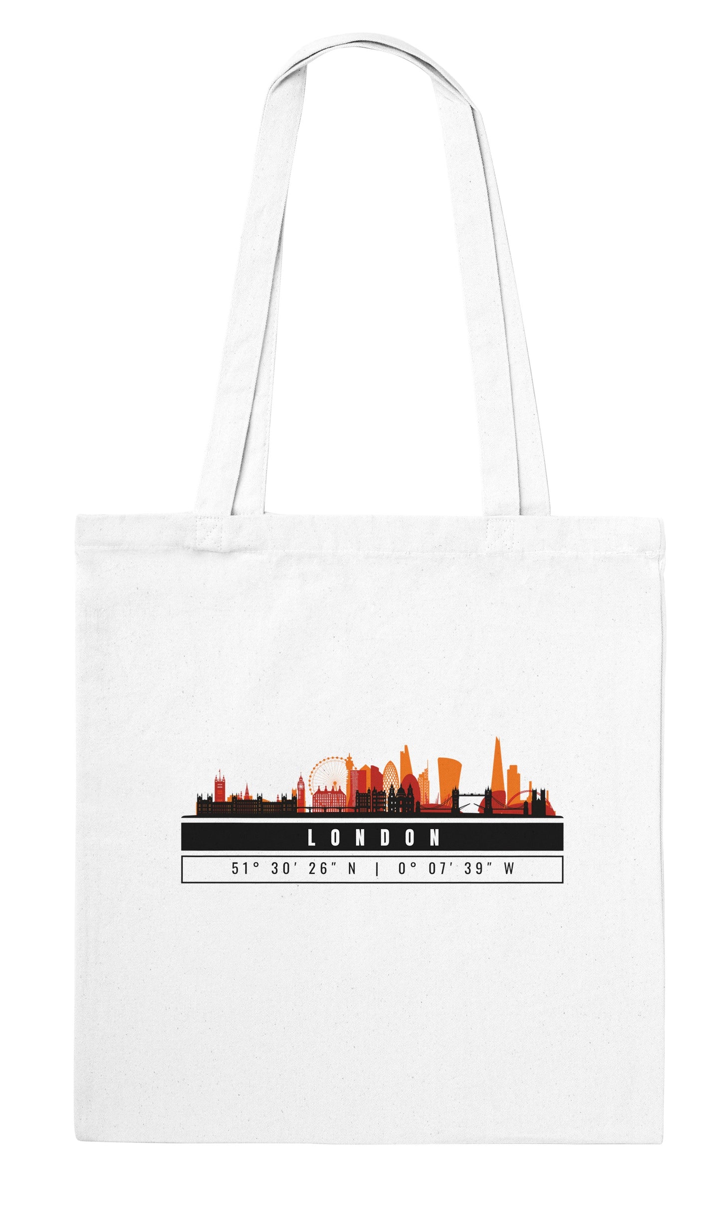 Londra Skyline Tote Bag – Borsa in Cotone Riutilizzabile con Coordinate