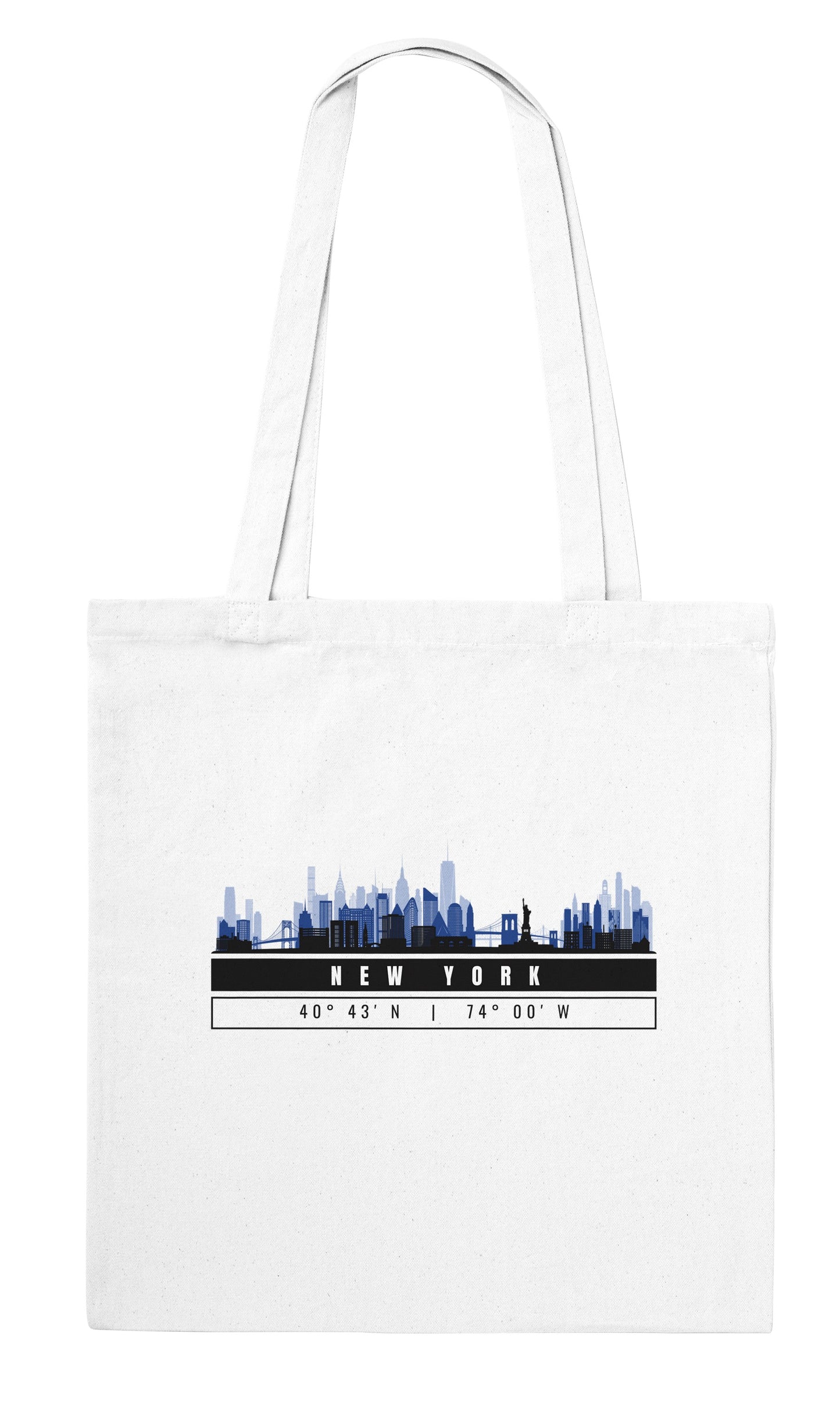 New York Skyline Tote Bag – Borsa in Cotone Riutilizzabile con Coordinate