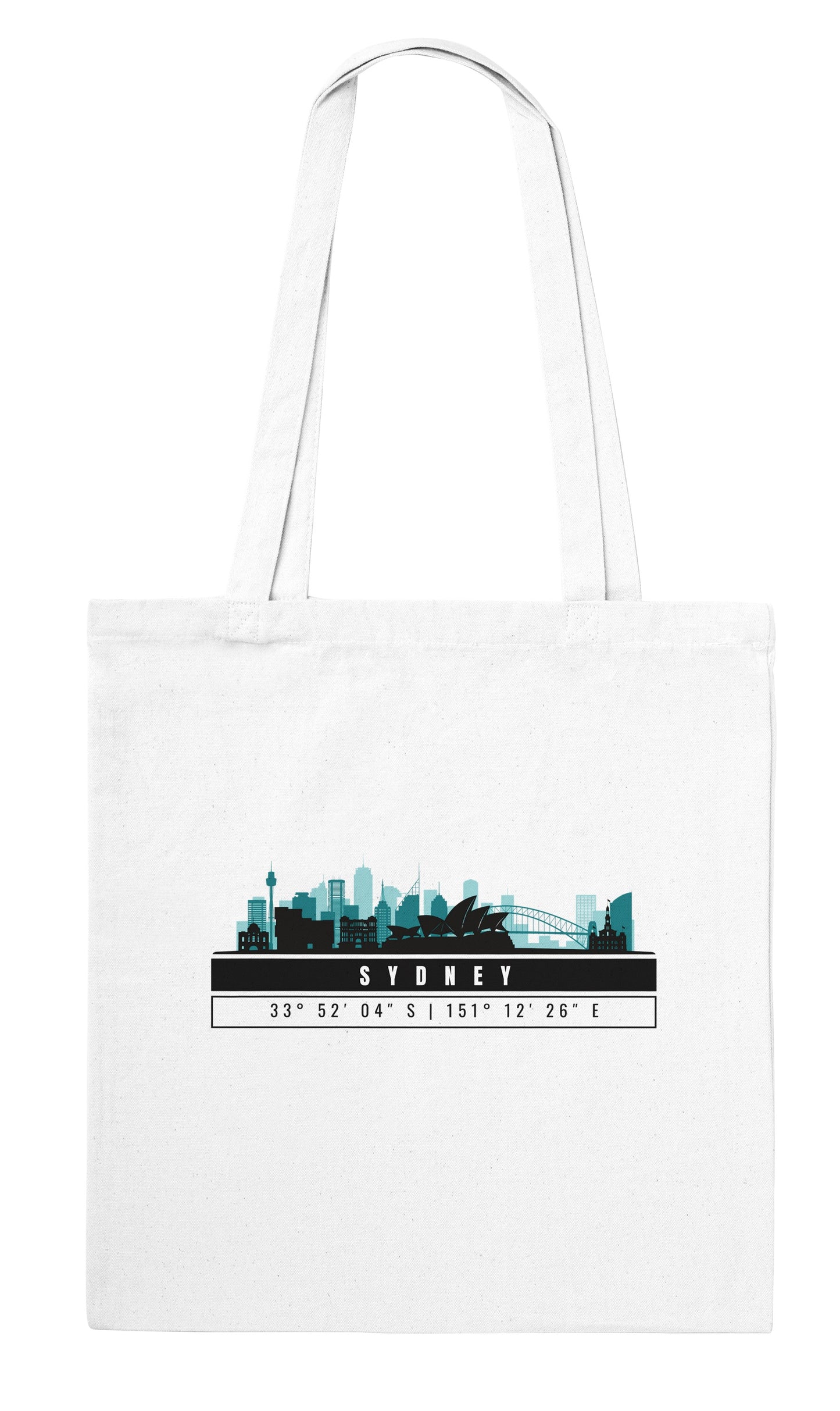 Sydney Skyline Tote Bag – Borsa in Cotone Riutilizzabile con Coordinate