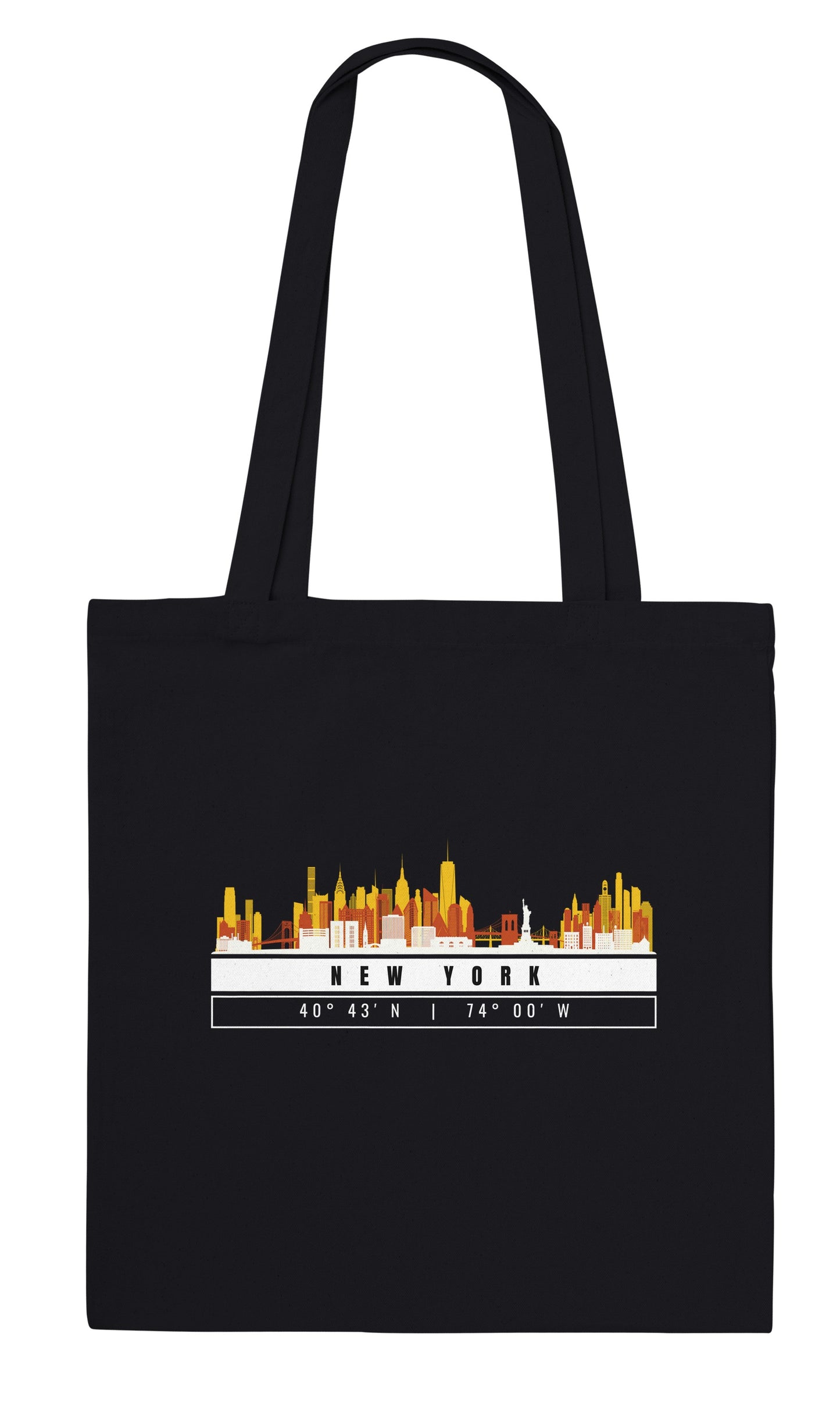 New York Skyline Tote Bag – Borsa in Cotone Riutilizzabile con Coordinate
