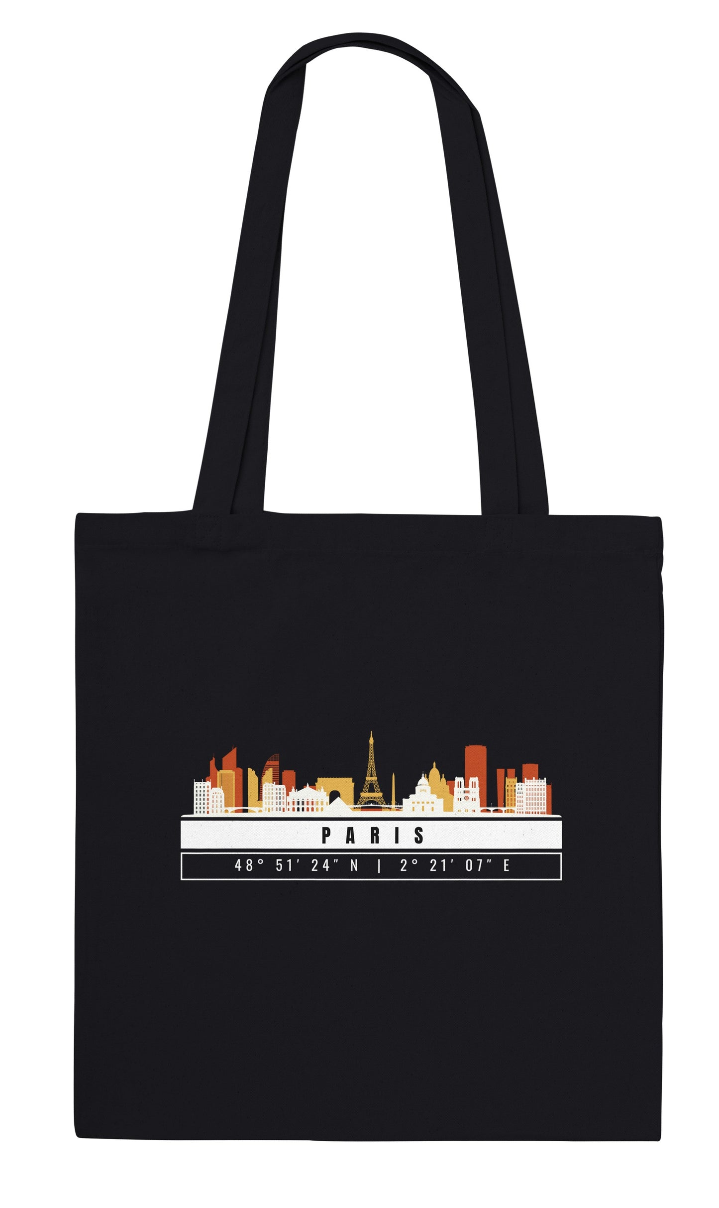 Parigi Skyline Tote Bag – Borsa in Cotone Riutilizzabile con Coordinate