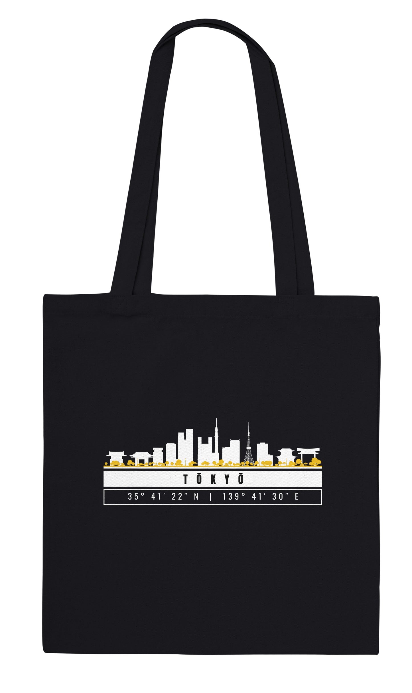 Tokyo Skyline Tote Bag – Borsa in Cotone Riutilizzabile con Coordinate