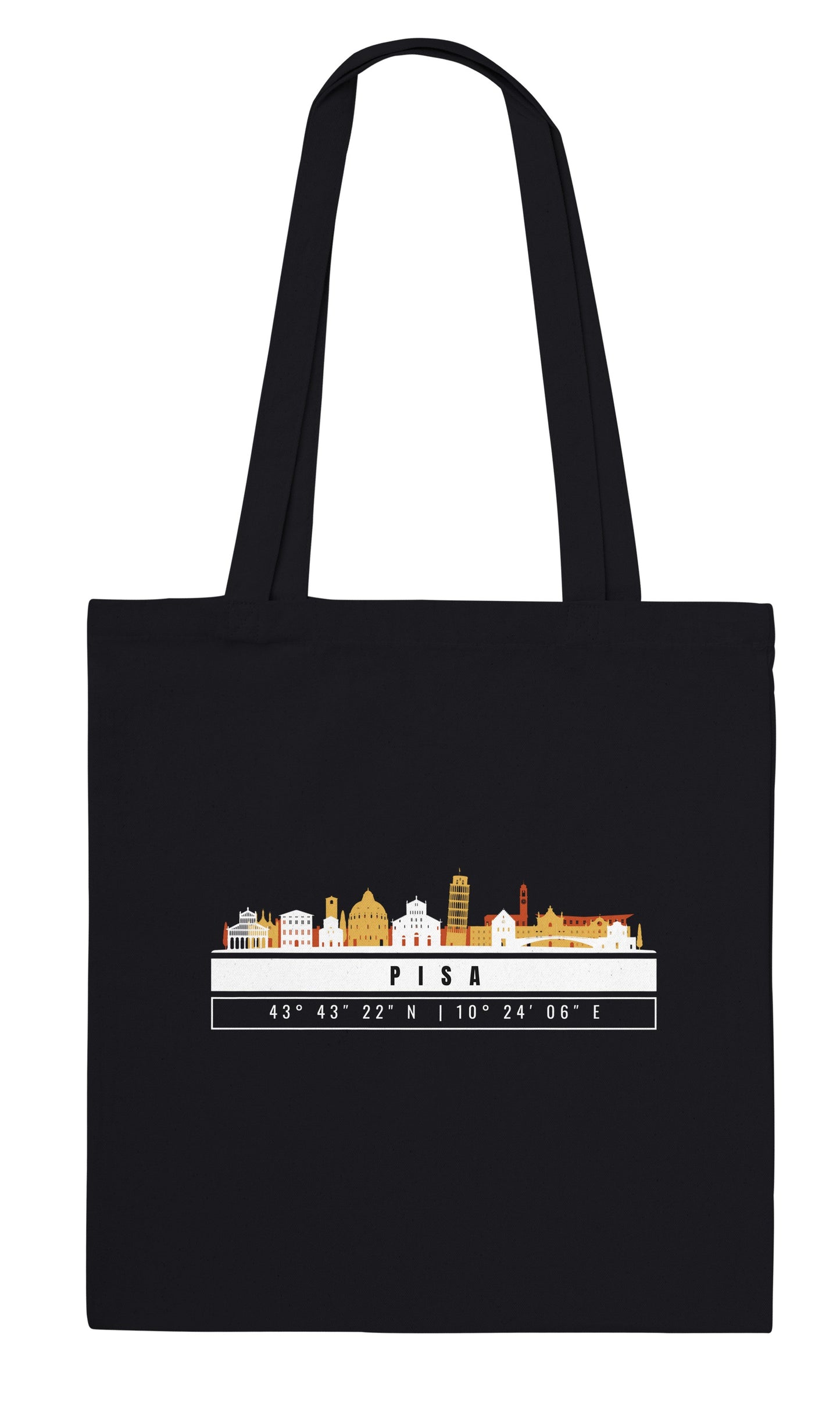 Pisa Skyline Tote Bag – Borsa in Cotone Riutilizzabile con Coordinate