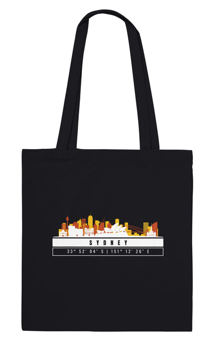 Sydney Skyline Tote Bag – Borsa in Cotone Riutilizzabile con Coordinate