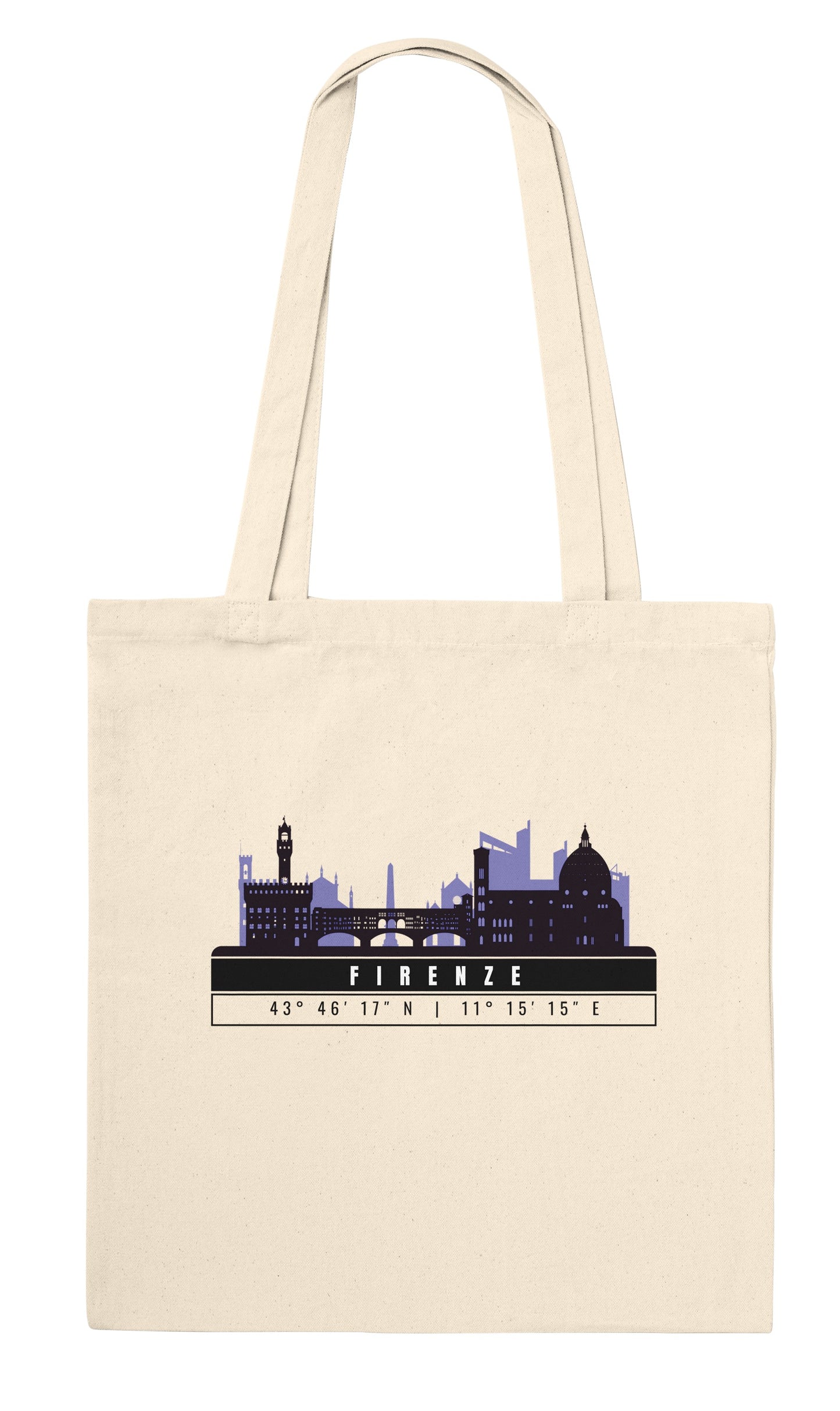 Firenze Skyline Tote Bag – Borsa in Cotone Riutilizzabile con Coordinate