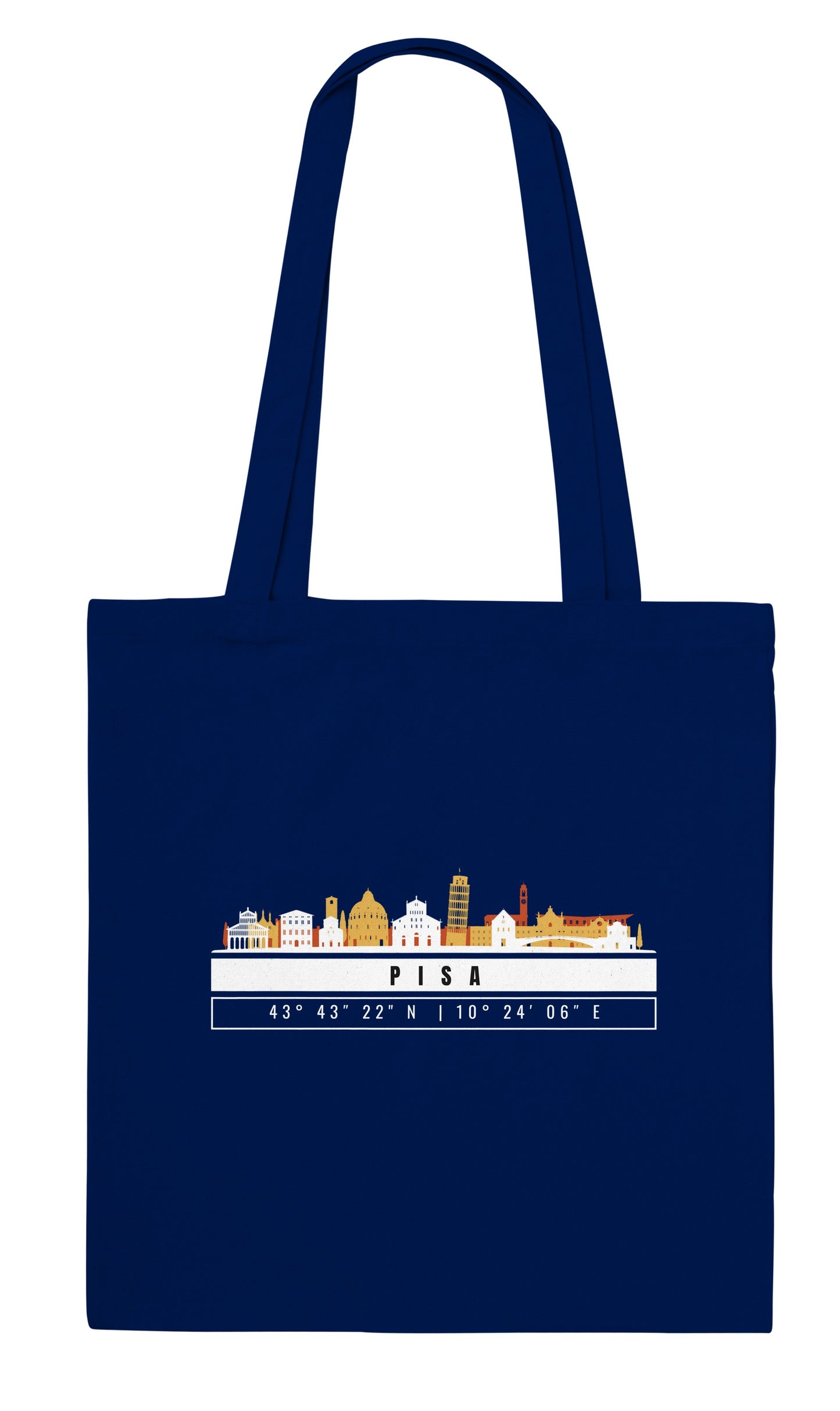 Pisa Skyline Tote Bag – Borsa in Cotone Riutilizzabile con Coordinate