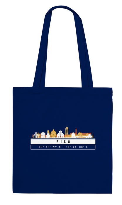 Pisa Skyline Tote Bag – Borsa in Cotone Riutilizzabile con Coordinate
