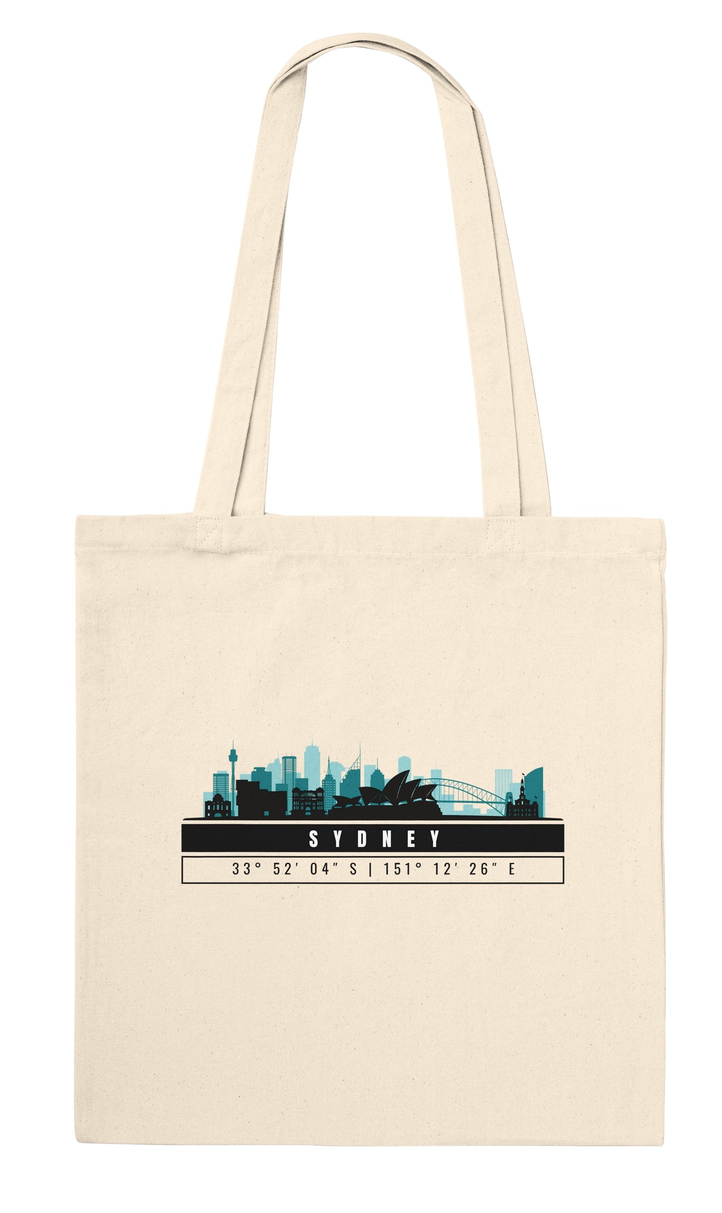Sydney Skyline Tote Bag – Borsa in Cotone Riutilizzabile con Coordinate