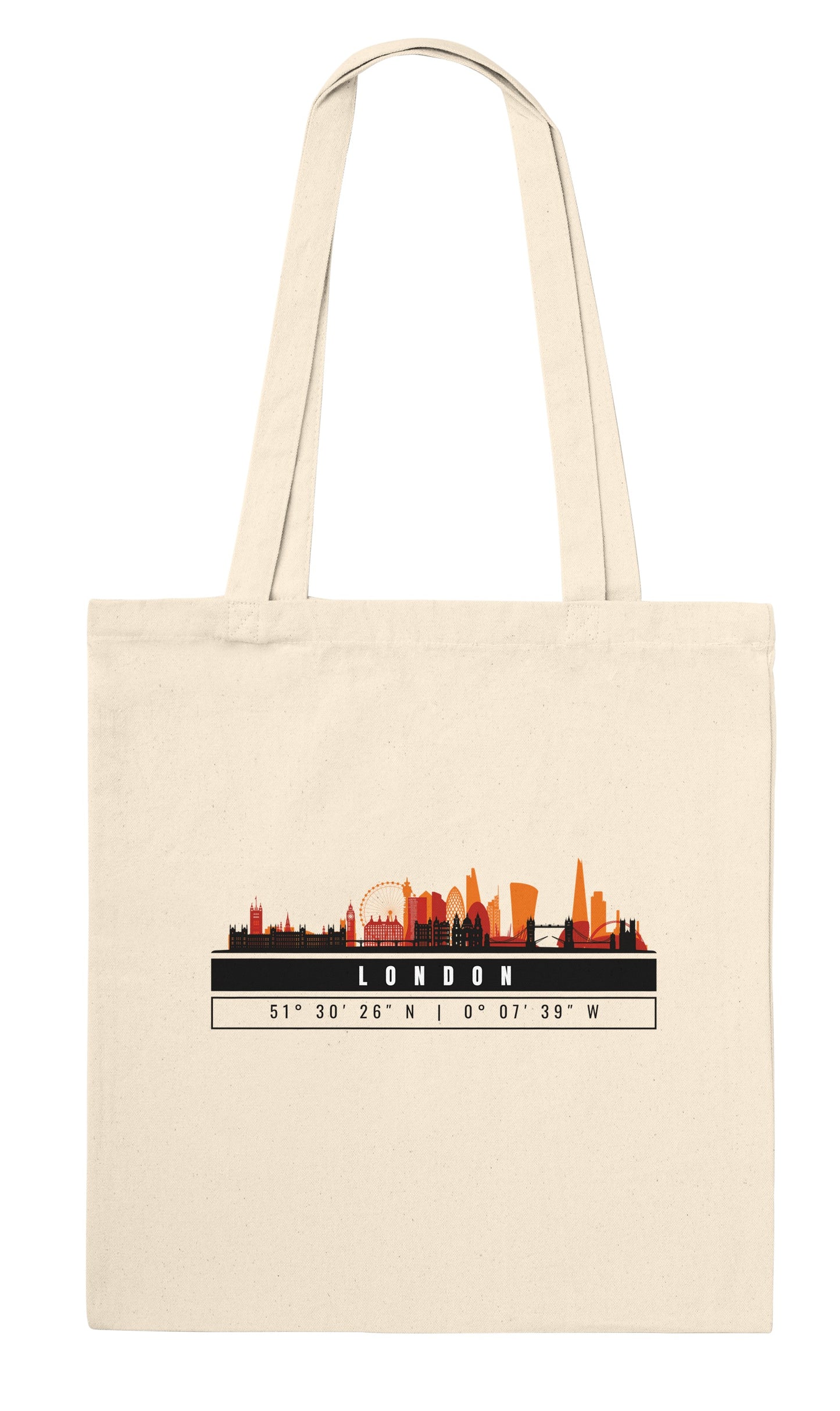 Londra Skyline Tote Bag – Borsa in Cotone Riutilizzabile con Coordinate