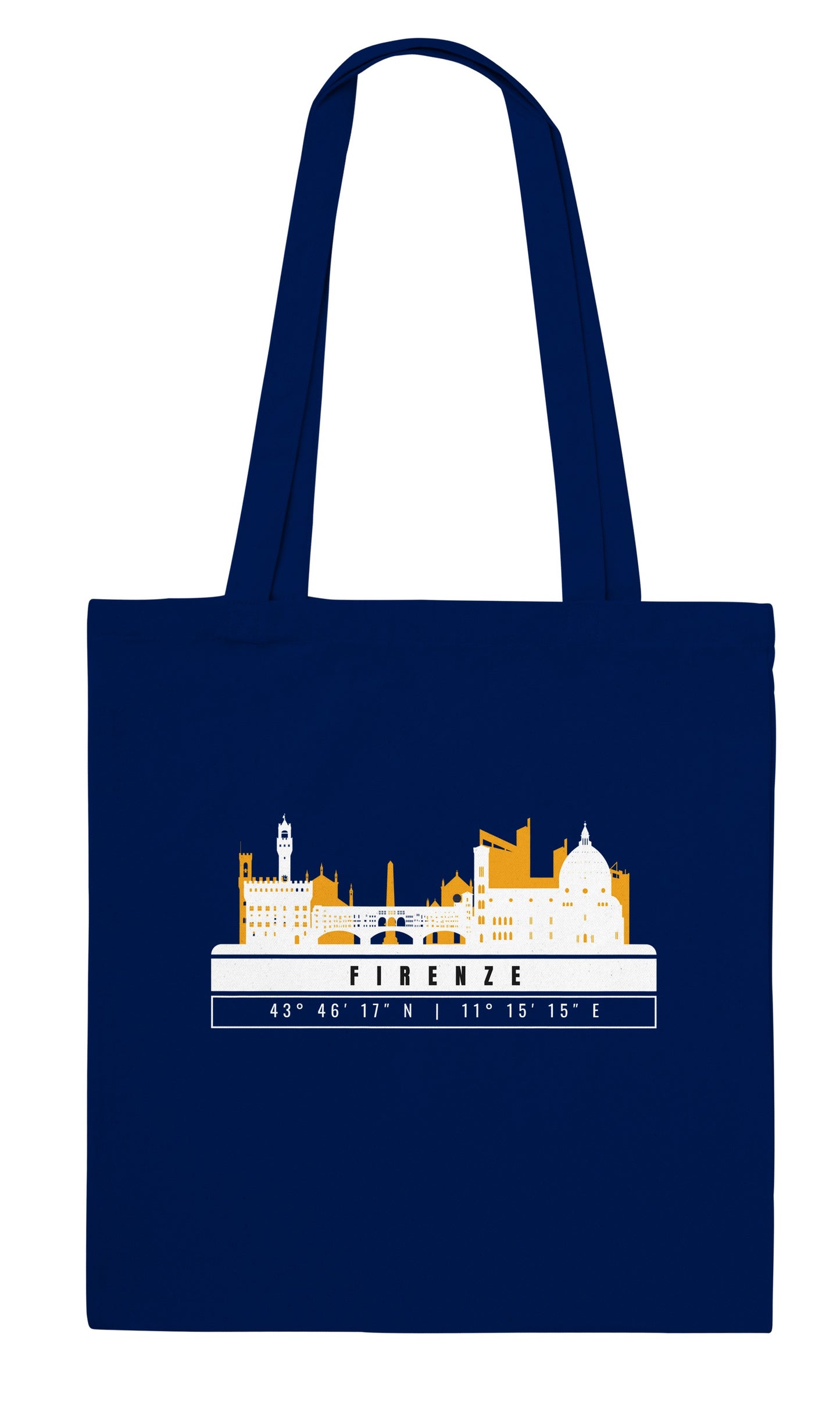 Firenze Skyline Tote Bag – Borsa in Cotone Riutilizzabile con Coordinate