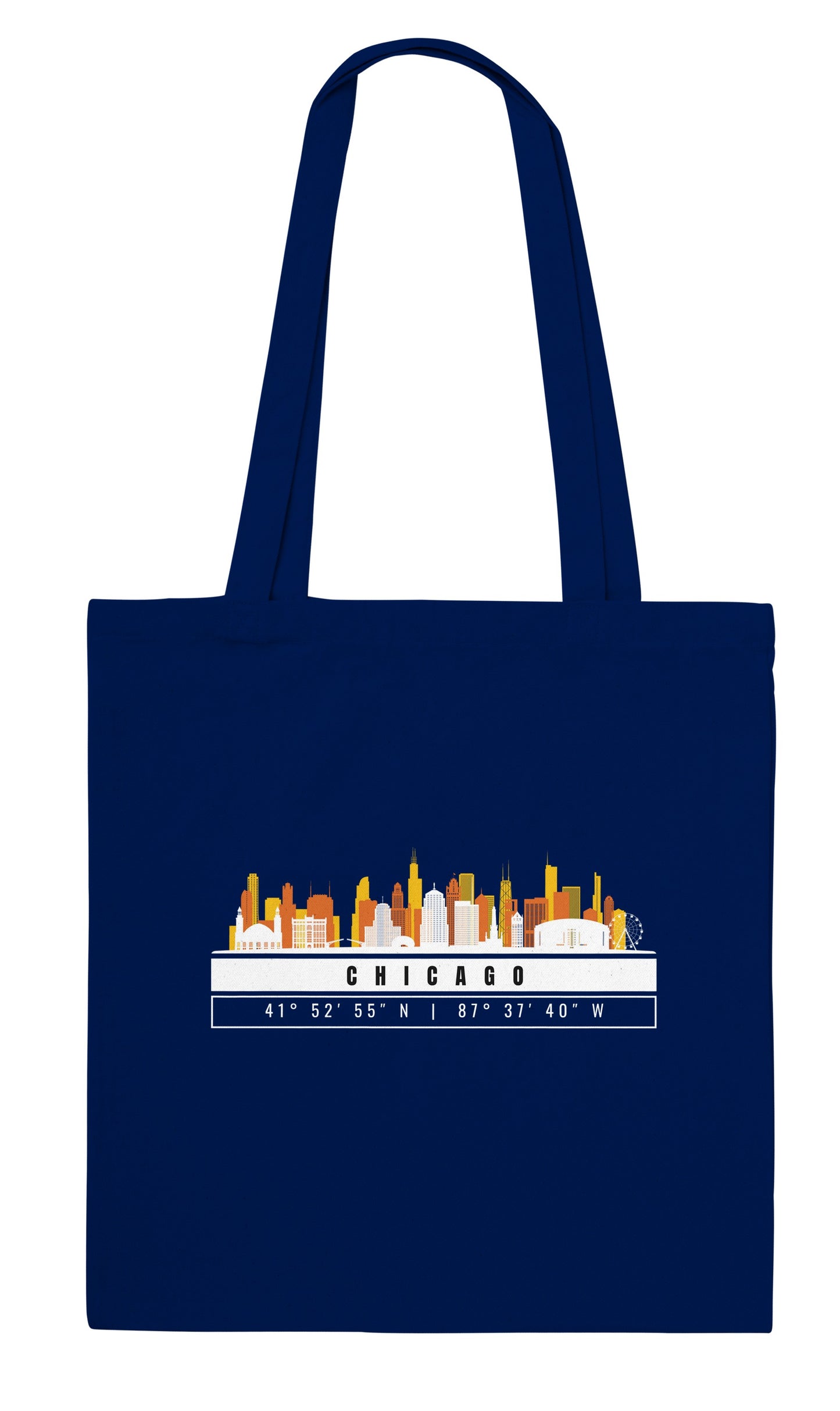 Chicago Skyline Tote Bag – Borsa in Cotone Riutilizzabile con Coordinate