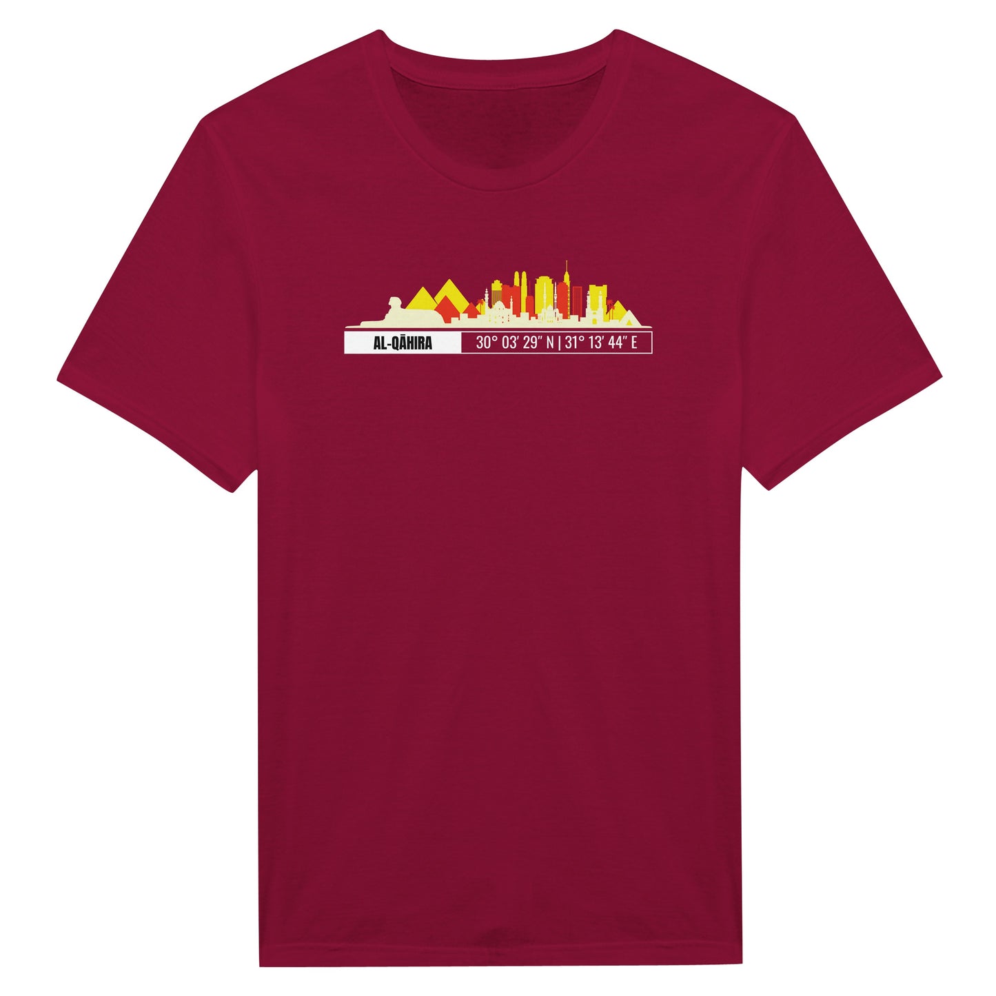 T-Shirt Il Cairo con Skyline e Coordinate – Minimal City Tee, Egypt Travel Gift