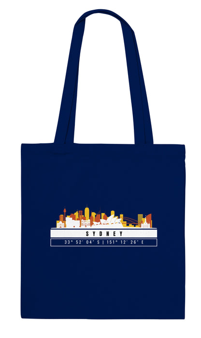 Sydney Skyline Tote Bag – Borsa in Cotone Riutilizzabile con Coordinate