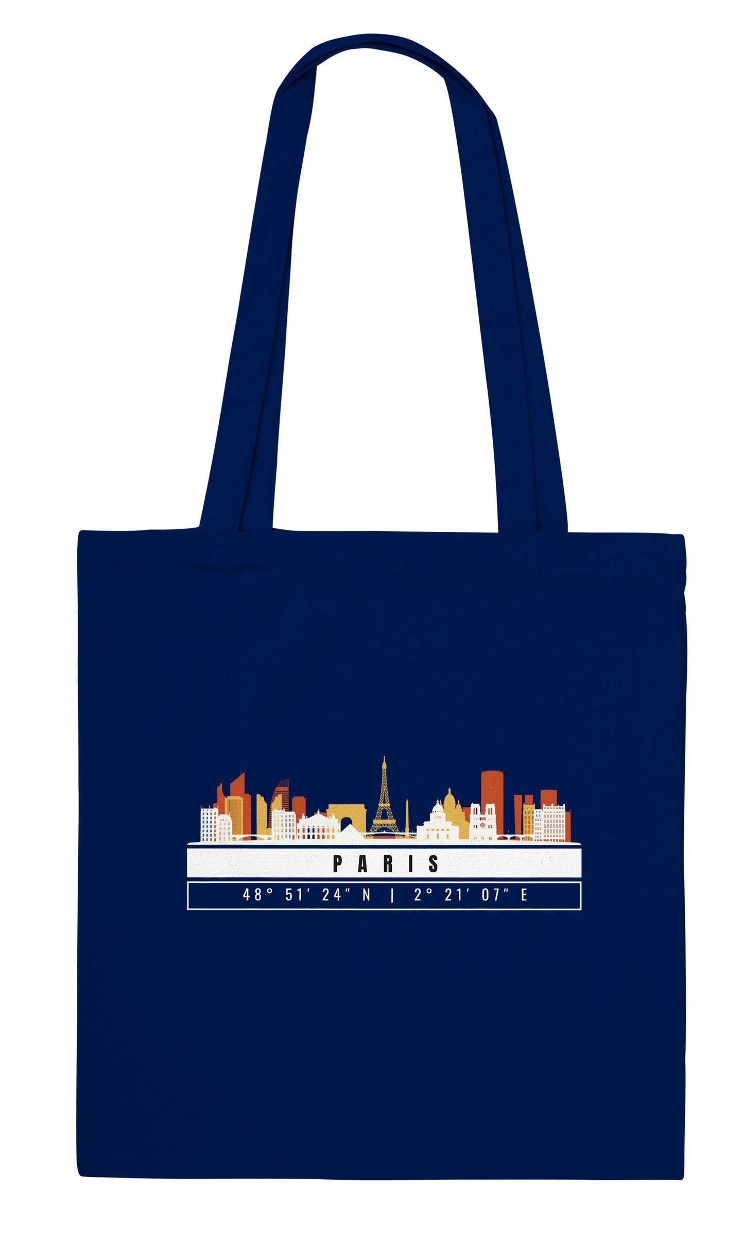 Parigi Skyline Tote Bag – Borsa in Cotone Riutilizzabile con Coordinate