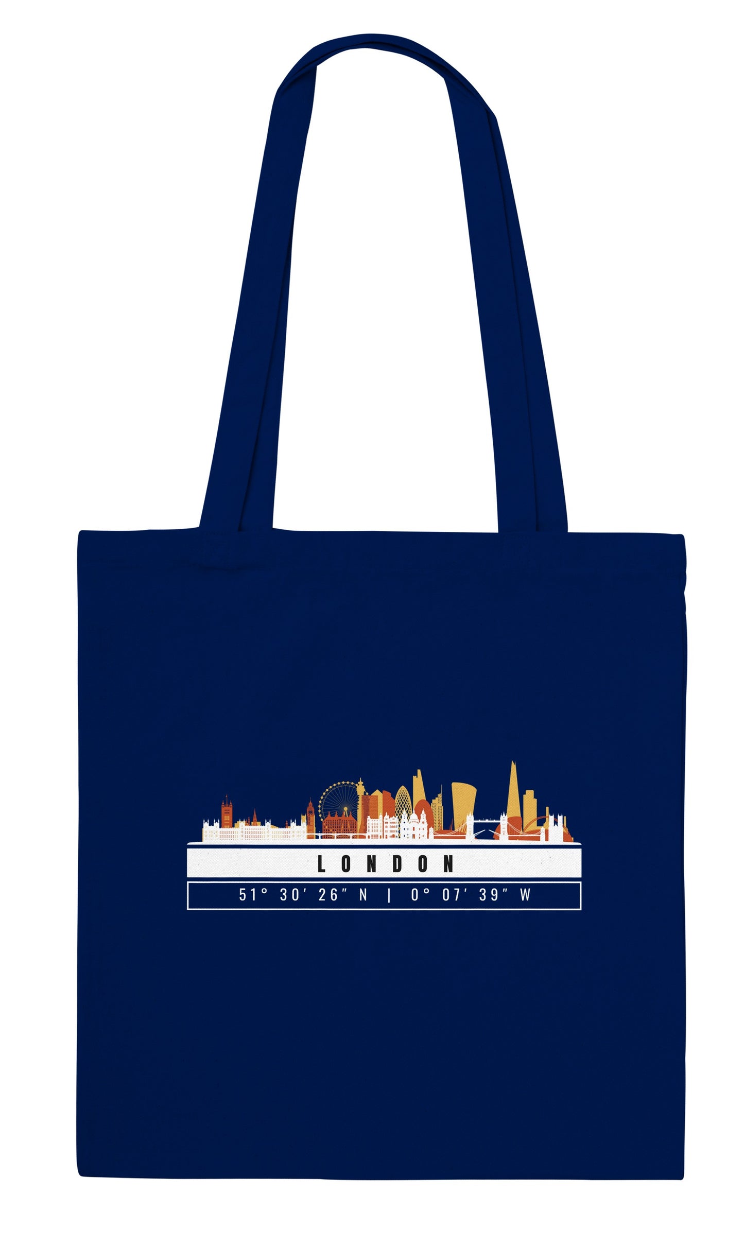 Londra Skyline Tote Bag – Borsa in Cotone Riutilizzabile con Coordinate
