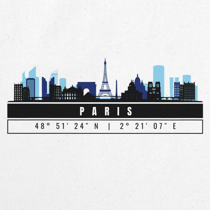 Parigi Skyline Tote Bag – Borsa in Cotone Riutilizzabile con Coordinate
