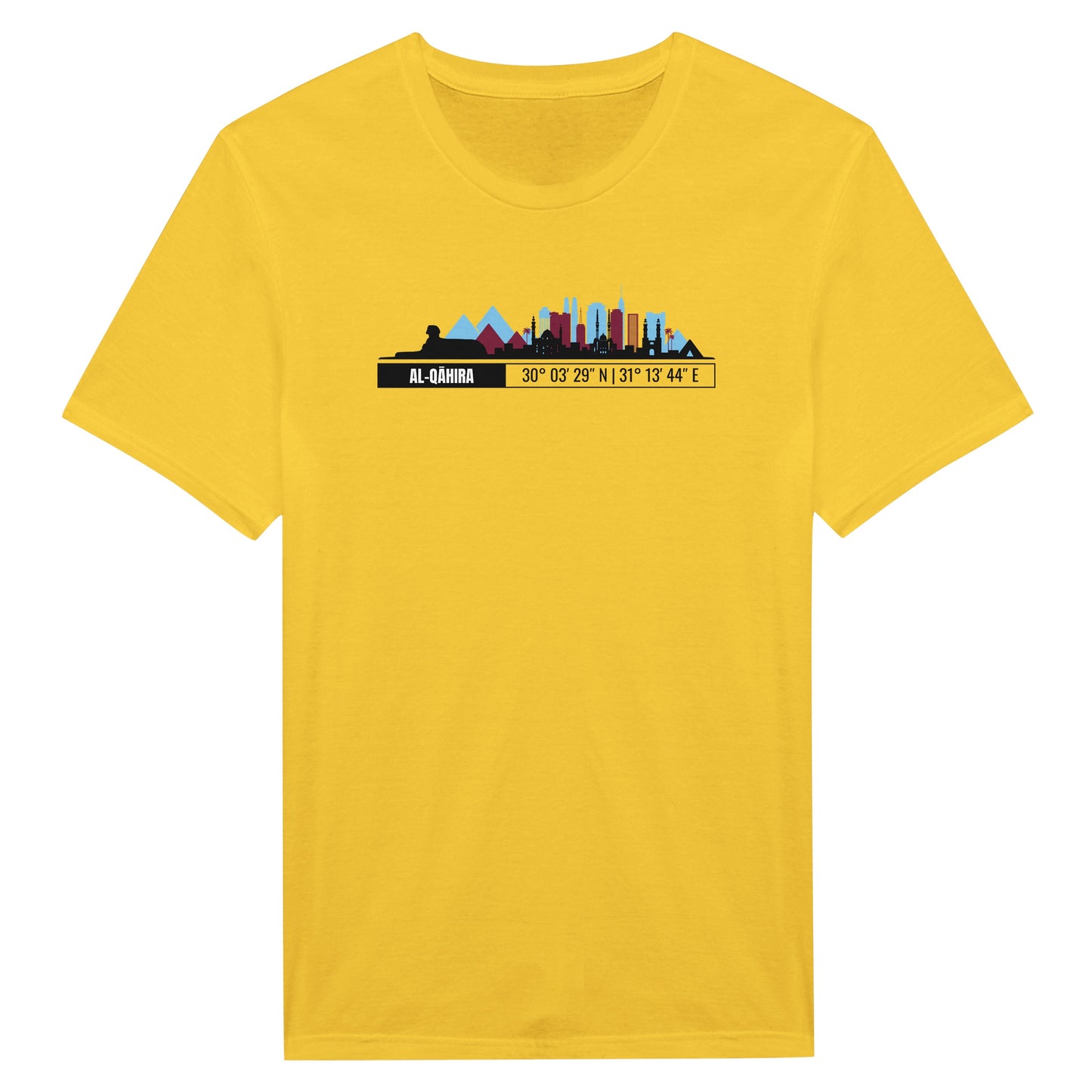 T-Shirt Il Cairo con Skyline e Coordinate – Minimal City Tee, Egypt Travel Gift