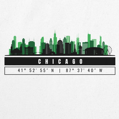 Chicago Skyline Tote Bag – Borsa in Cotone Riutilizzabile con Coordinate