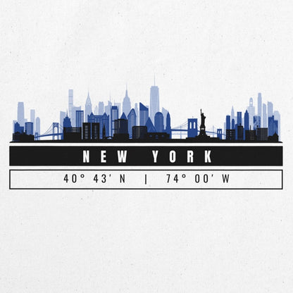 New York Skyline Tote Bag – Borsa in Cotone Riutilizzabile con Coordinate