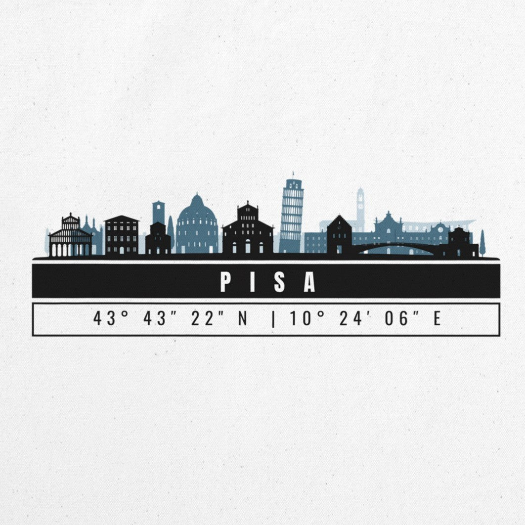 Pisa Skyline Tote Bag – Borsa in Cotone Riutilizzabile con Coordinate