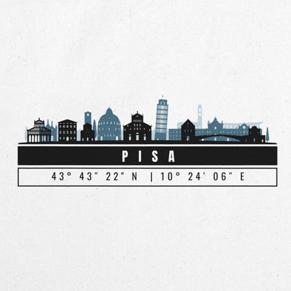 Pisa Skyline Tote Bag – Borsa in Cotone Riutilizzabile con Coordinate