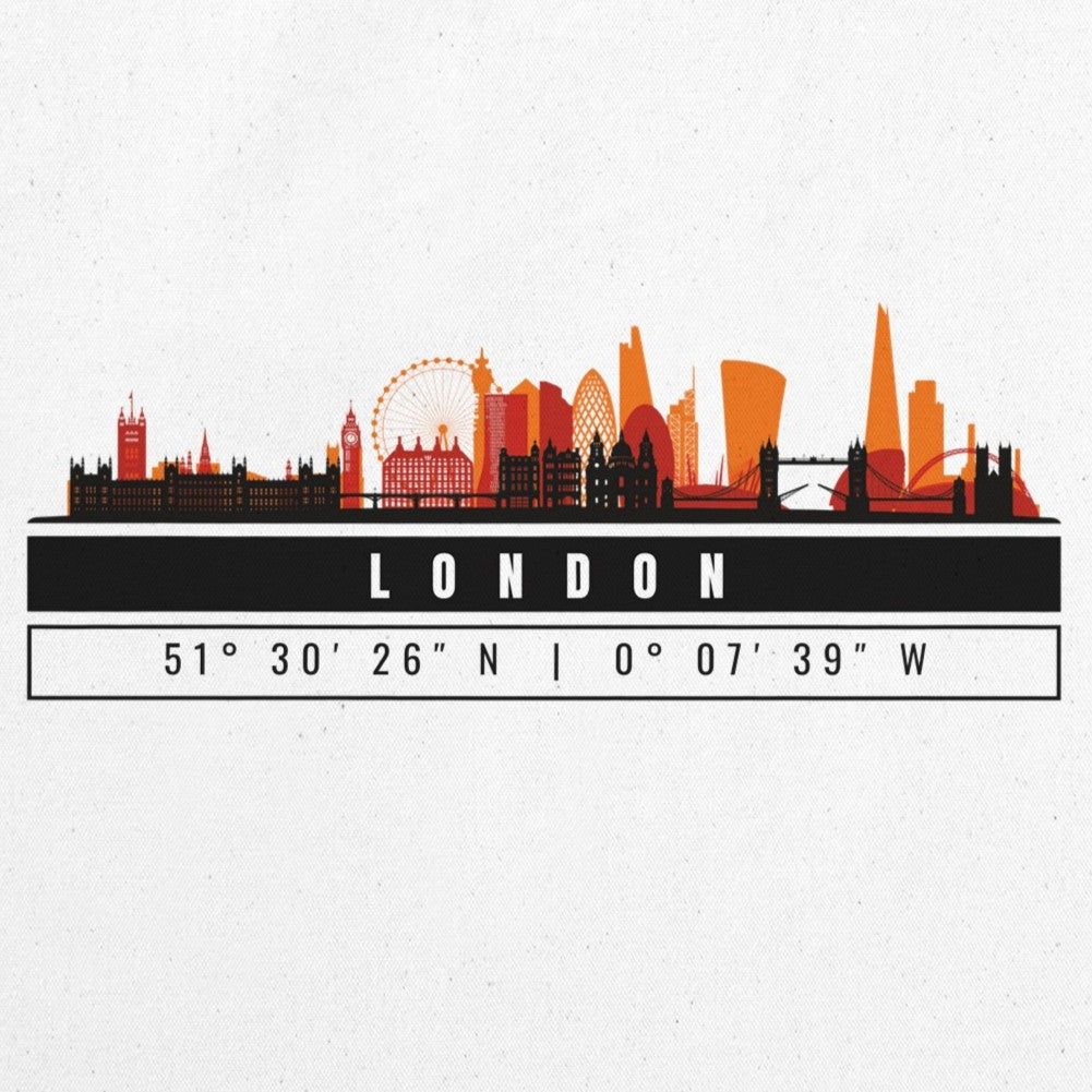 Londra Skyline Tote Bag – Borsa in Cotone Riutilizzabile con Coordinate