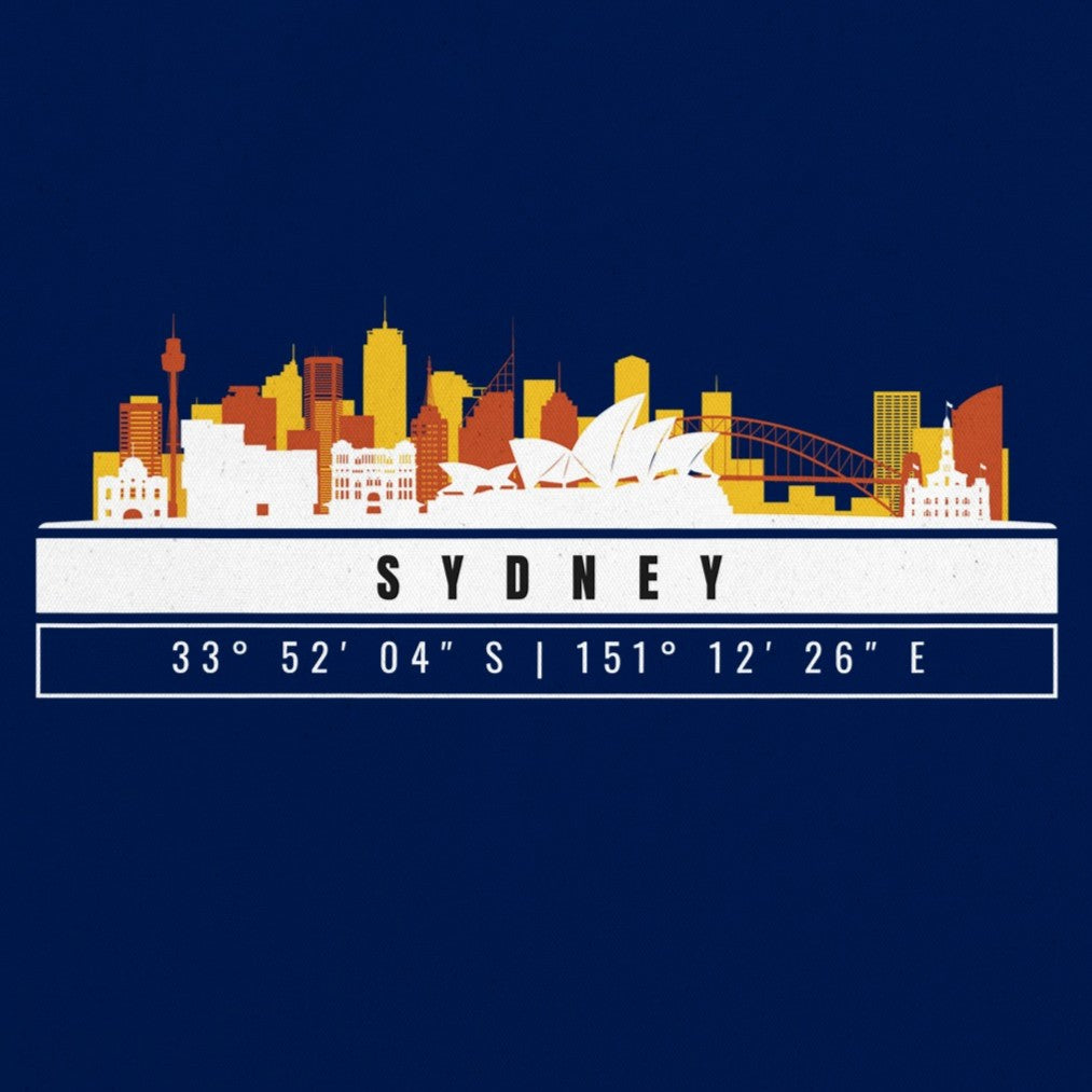 Sydney Skyline Tote Bag – Borsa in Cotone Riutilizzabile con Coordinate