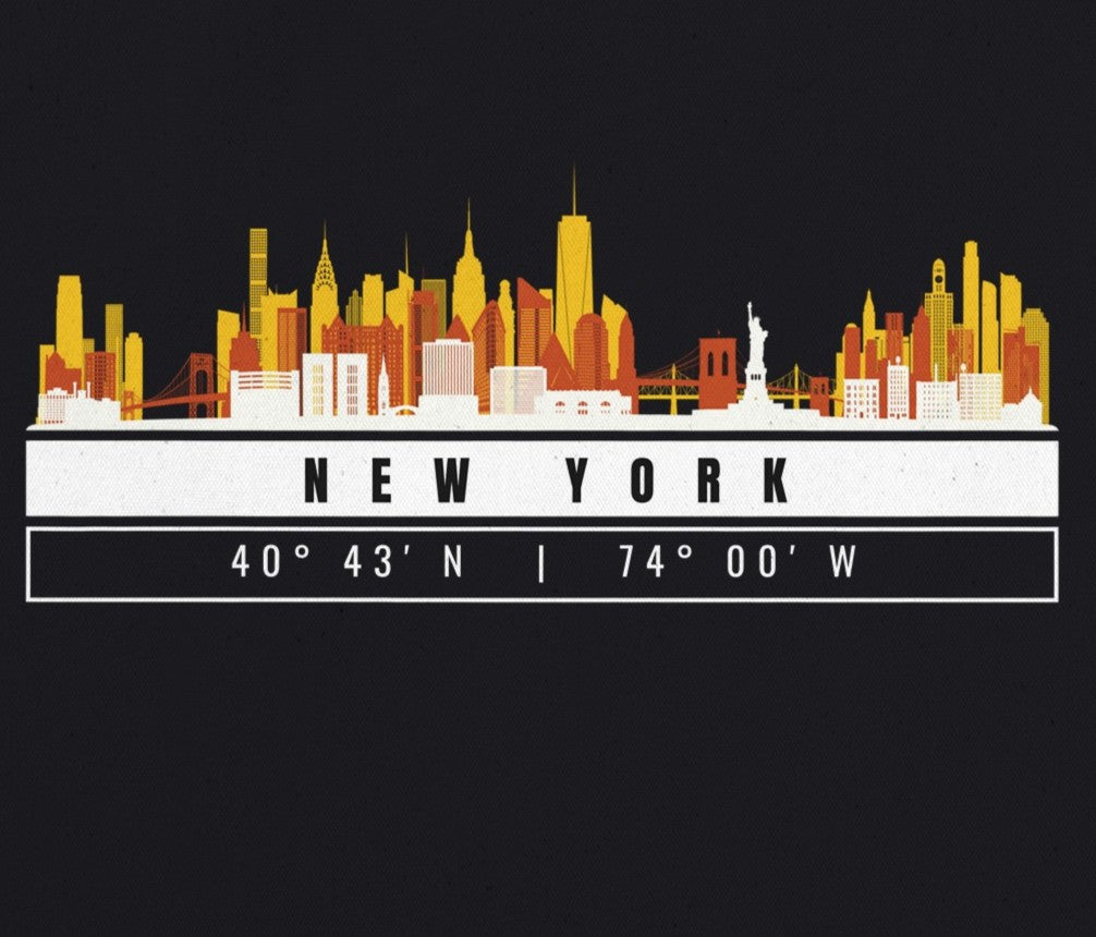New York Skyline Tote Bag – Borsa in Cotone Riutilizzabile con Coordinate