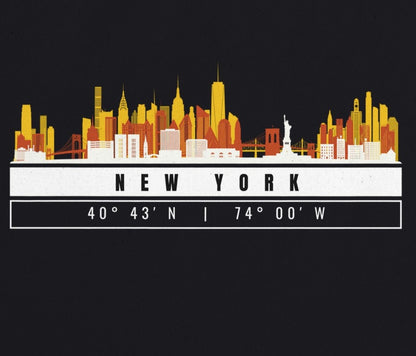 New York Skyline Tote Bag – Borsa in Cotone Riutilizzabile con Coordinate