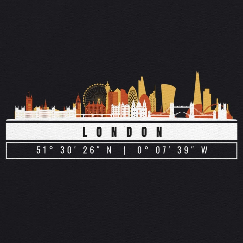 Londra Skyline Tote Bag – Borsa in Cotone Riutilizzabile con Coordinate