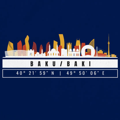 Baku Skyline Tote Bag – Borsa in Cotone Riutilizzabile con Coordinate