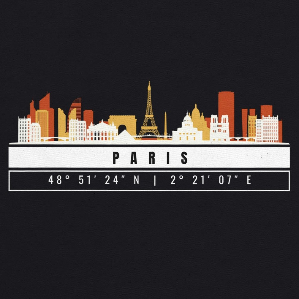 Parigi Skyline Tote Bag – Borsa in Cotone Riutilizzabile con Coordinate