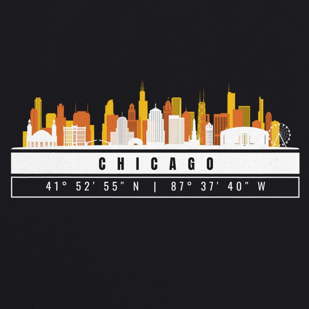 Chicago Skyline Tote Bag – Borsa in Cotone Riutilizzabile con Coordinate
