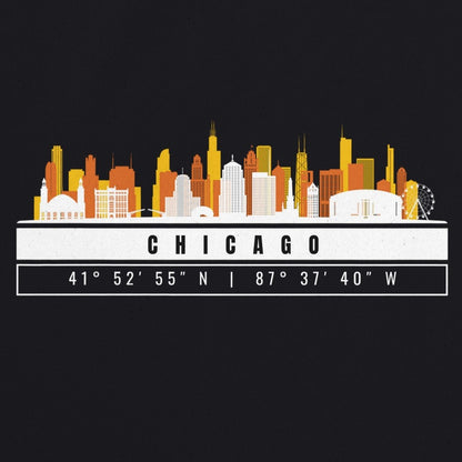 Chicago Skyline Tote Bag – Borsa in Cotone Riutilizzabile con Coordinate