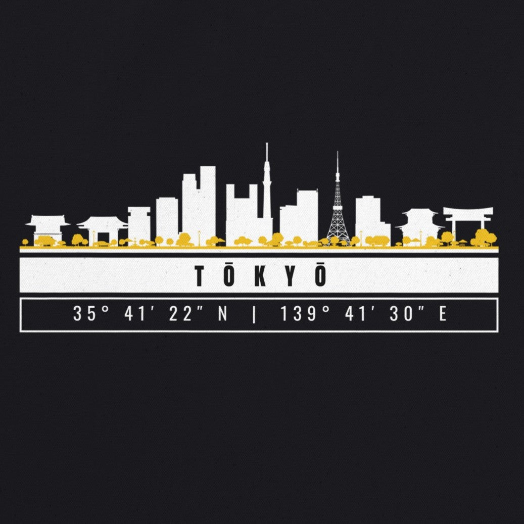 Tokyo Skyline Tote Bag – Borsa in Cotone Riutilizzabile con Coordinate