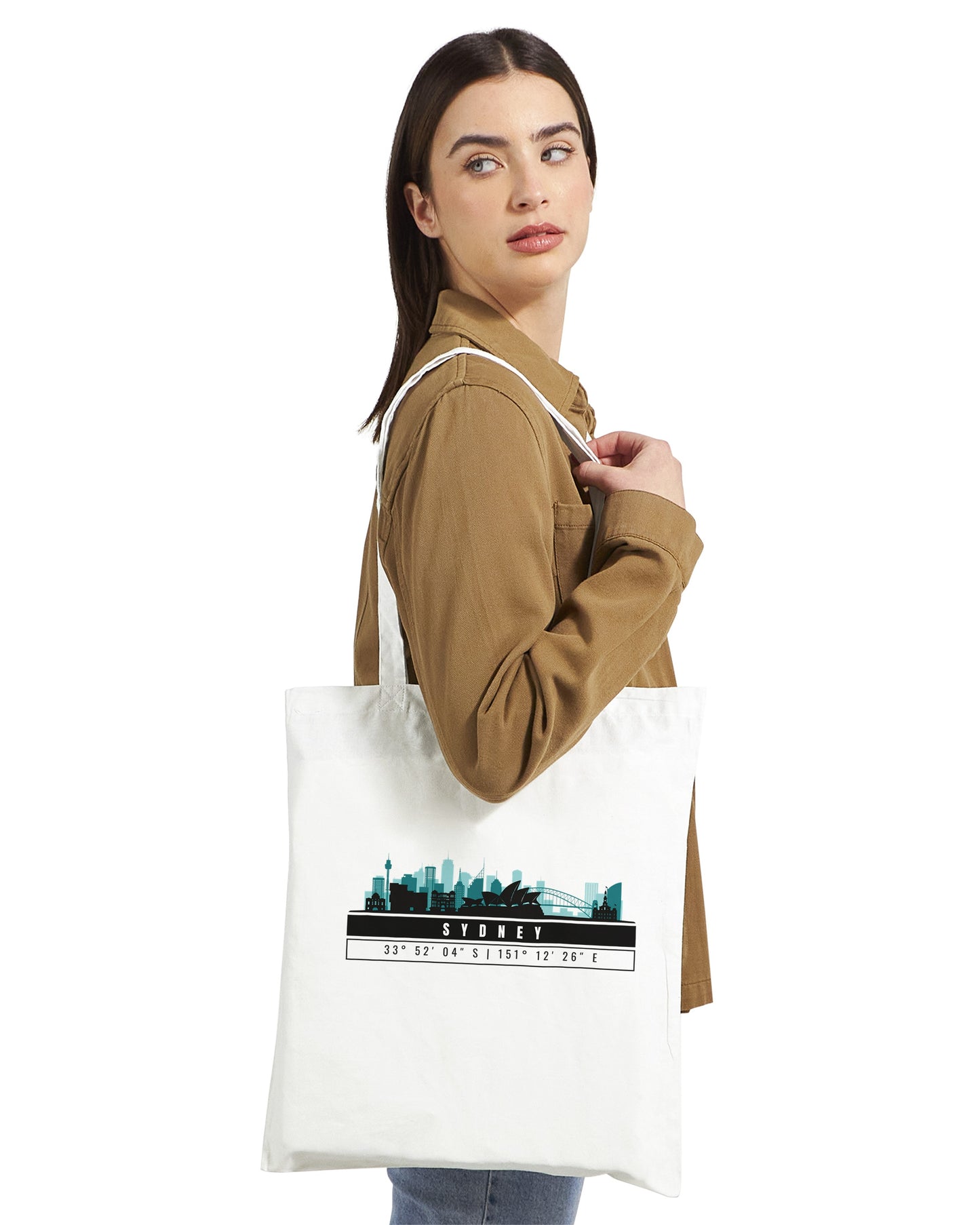 Sydney Skyline Tote Bag – Borsa in Cotone Riutilizzabile con Coordinate