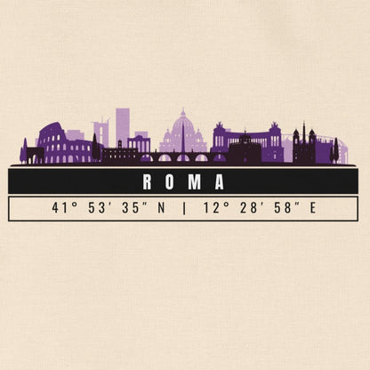 Rome Skyline Tote Bag – Borsa in Cotone Riutilizzabile con Coordinate
