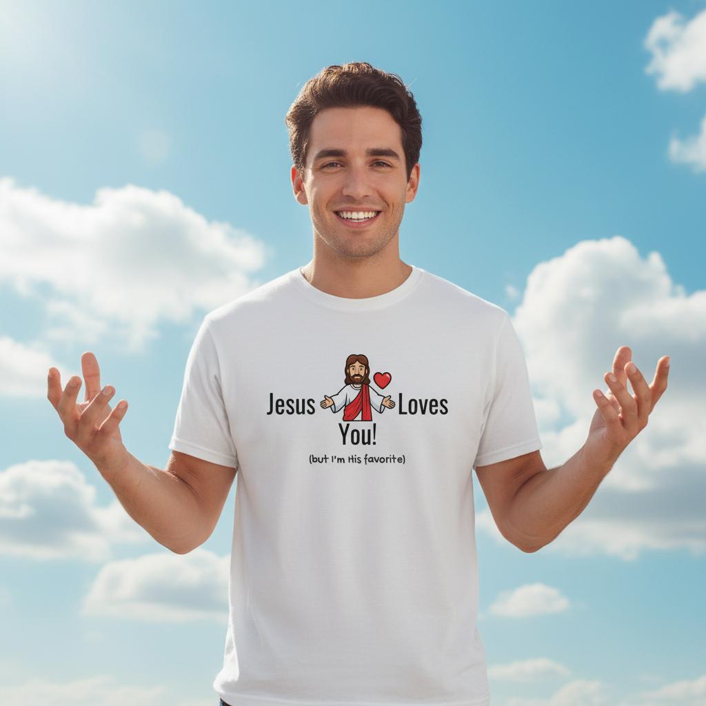Jesus Loves You (But I’m His Favorite) – Funny Christian Humor T-Shirt