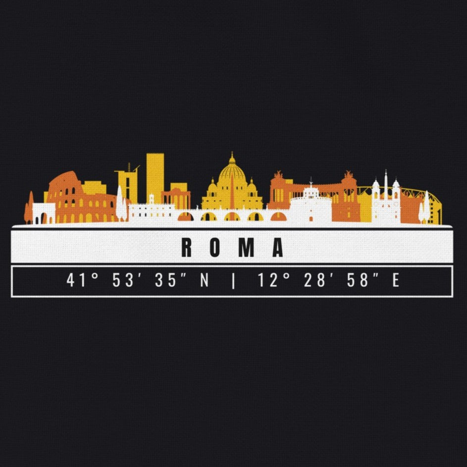 Rome Skyline Tote Bag – Borsa in Cotone Riutilizzabile con Coordinate