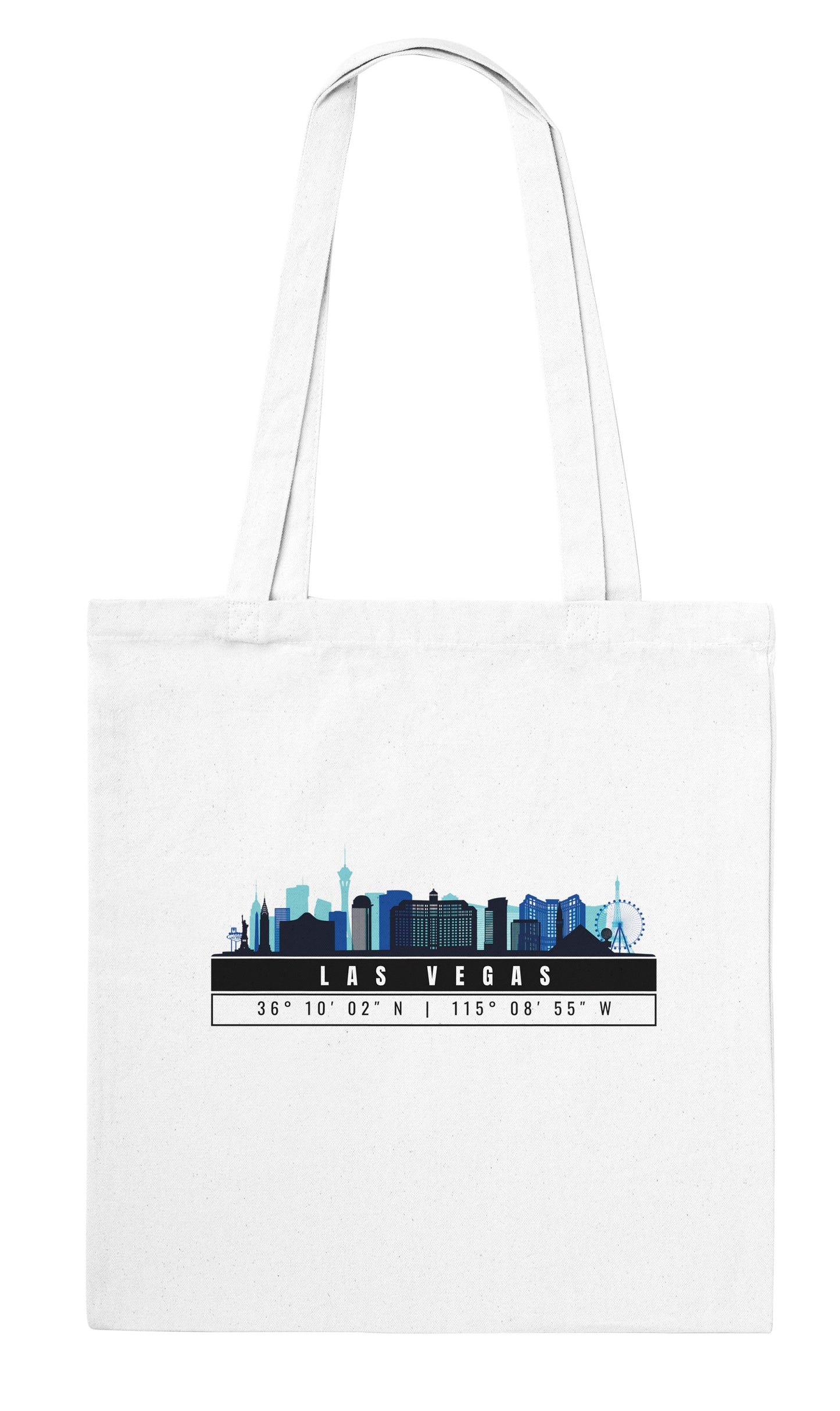 Las Vegas Skyline Tote Bag – Borsa in Cotone Riutilizzabile con Coordinate