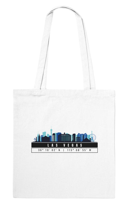 Las Vegas Skyline Tote Bag – Borsa in Cotone Riutilizzabile con Coordinate