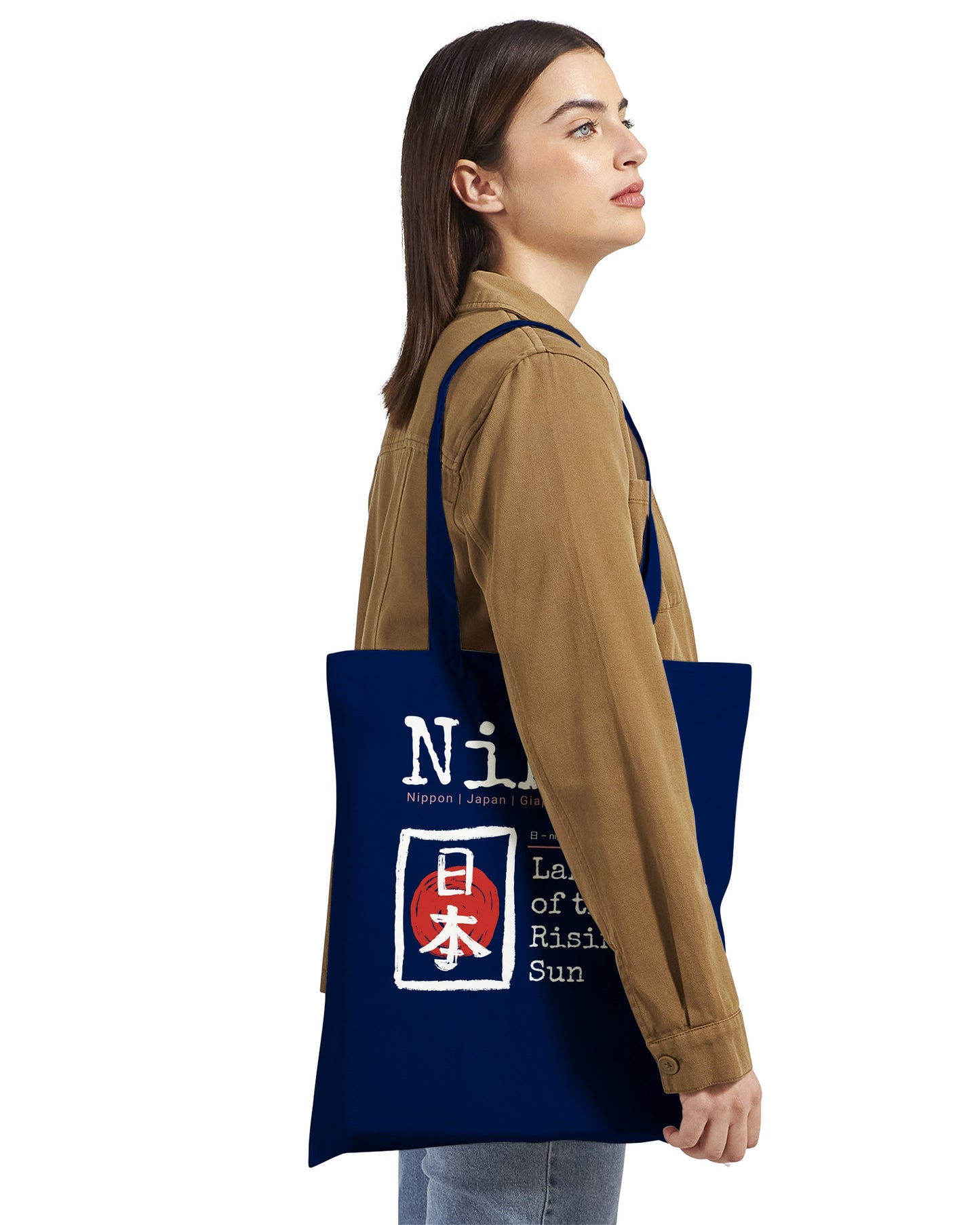 Tote Bag Nihon "Land of the Rising Sun" – Borsa in Tela Giappone con Kanji, Design Minimalista, Regalo Amanti Cultura Orientale e Viaggi