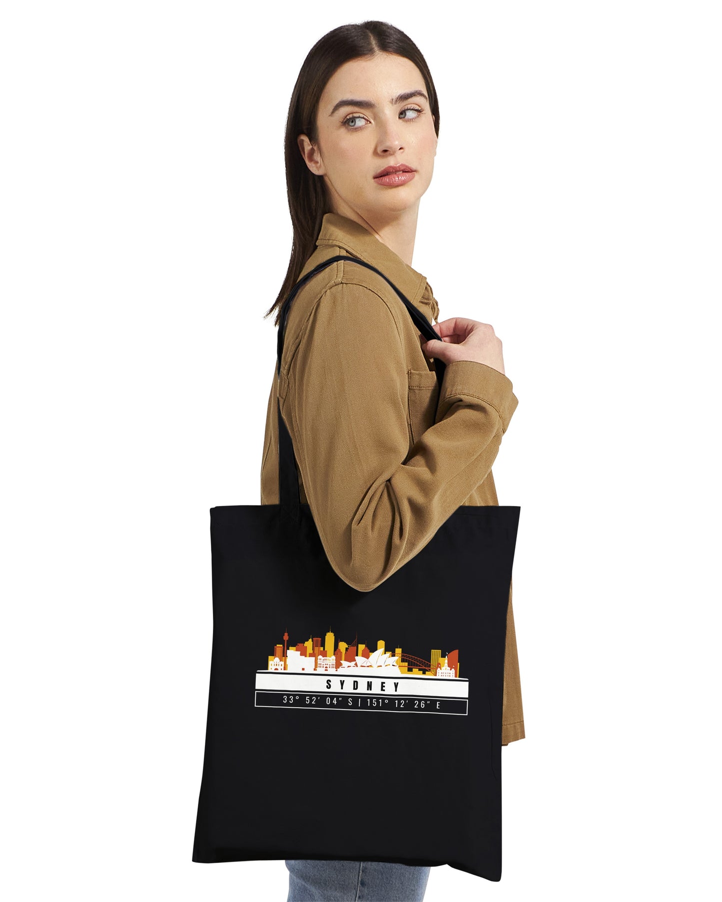 Sydney Skyline Tote Bag – Borsa in Cotone Riutilizzabile con Coordinate