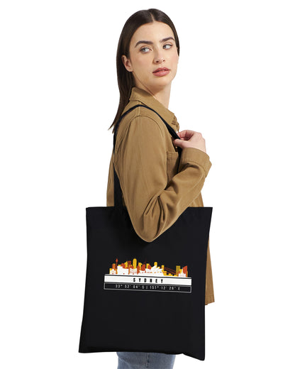 Sydney Skyline Tote Bag – Borsa in Cotone Riutilizzabile con Coordinate