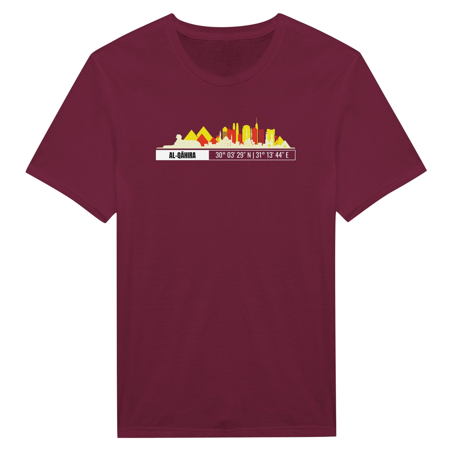 T-Shirt Il Cairo con Skyline e Coordinate – Minimal City Tee, Egypt Travel Gift