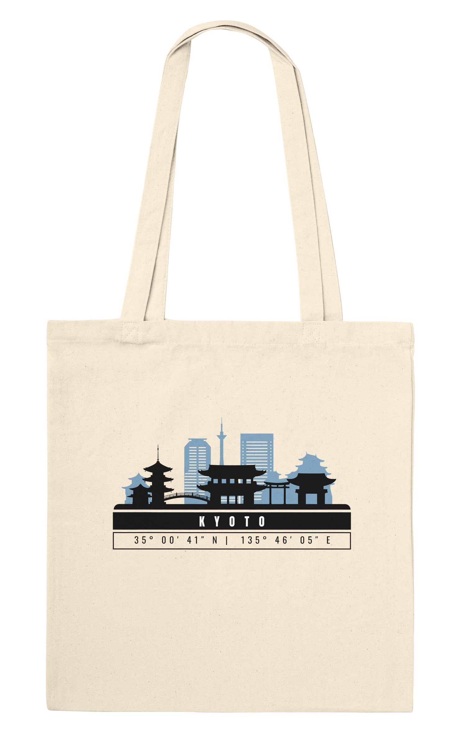 Kyoto Skyline Tote Bag – Borsa in Cotone Riutilizzabile con Coordinate