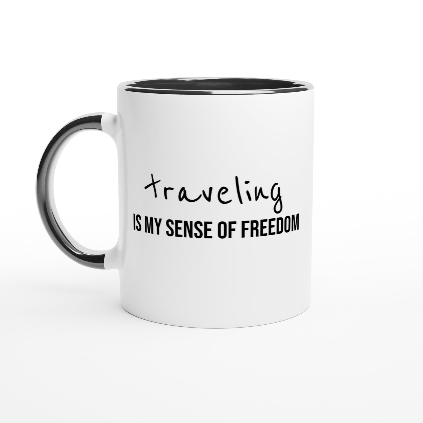 Travel Is Freedom – Tazza  con Frase Motivazionale e Bussola – Mug Minimal per Amanti dell’Esplorazione e dei Viaggi