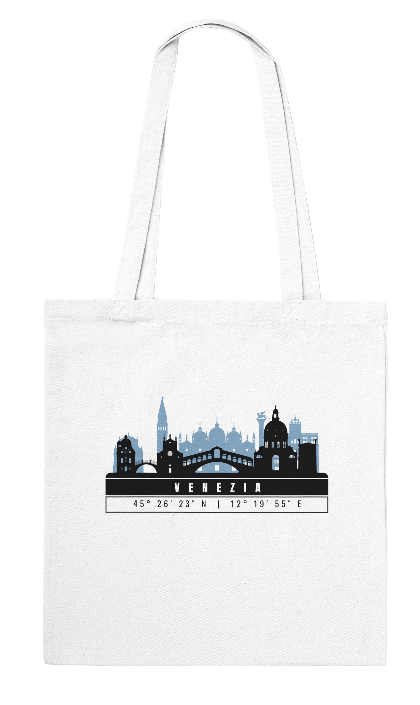 Venezia Skyline Tote Bag – Borsa in Cotone Riutilizzabile con Coordinate